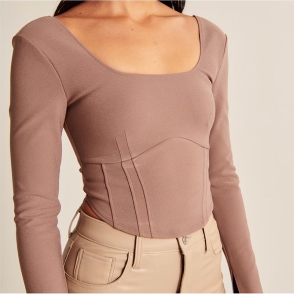 Abercrombie & Fitch Tops - Abercrombie Corset Style Long Sleeve Crop Top Shirt, M